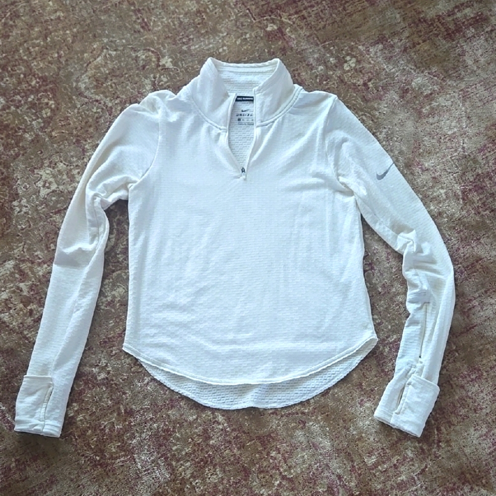 Nike White Long-Sleeve Half-Zip Performance Hoodie